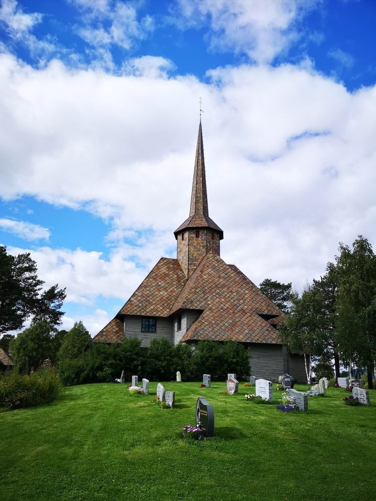 cemetery, church, nordic